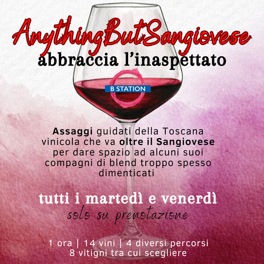 locandina degustazione anything but sangiovese di b station a firenze